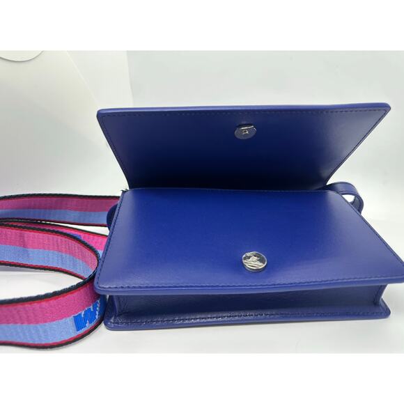 RARE Off-White Leather Jitney 0.5 Flag Bag Blue New without Tags - Picture 7 of 15